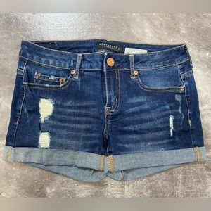 Aeropostale darkwash distressed midi short